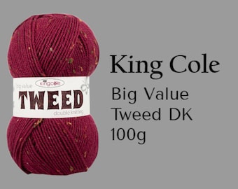 King Cole Big Value Tweed DK 100g Knitting Crochet Yarn Patterns