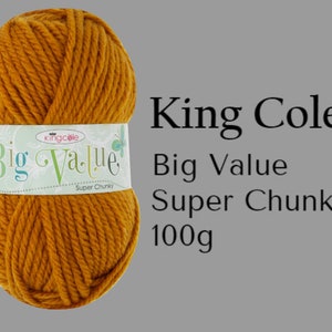 May include: A ball of King Cole Big Value Super Chunky yarn in a mustard yellow colour. The ball is 100 grams.