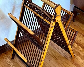 Bamboo Wood Two-tier Magazine Rack Foldable Tiki Vintage RARE - Etsy