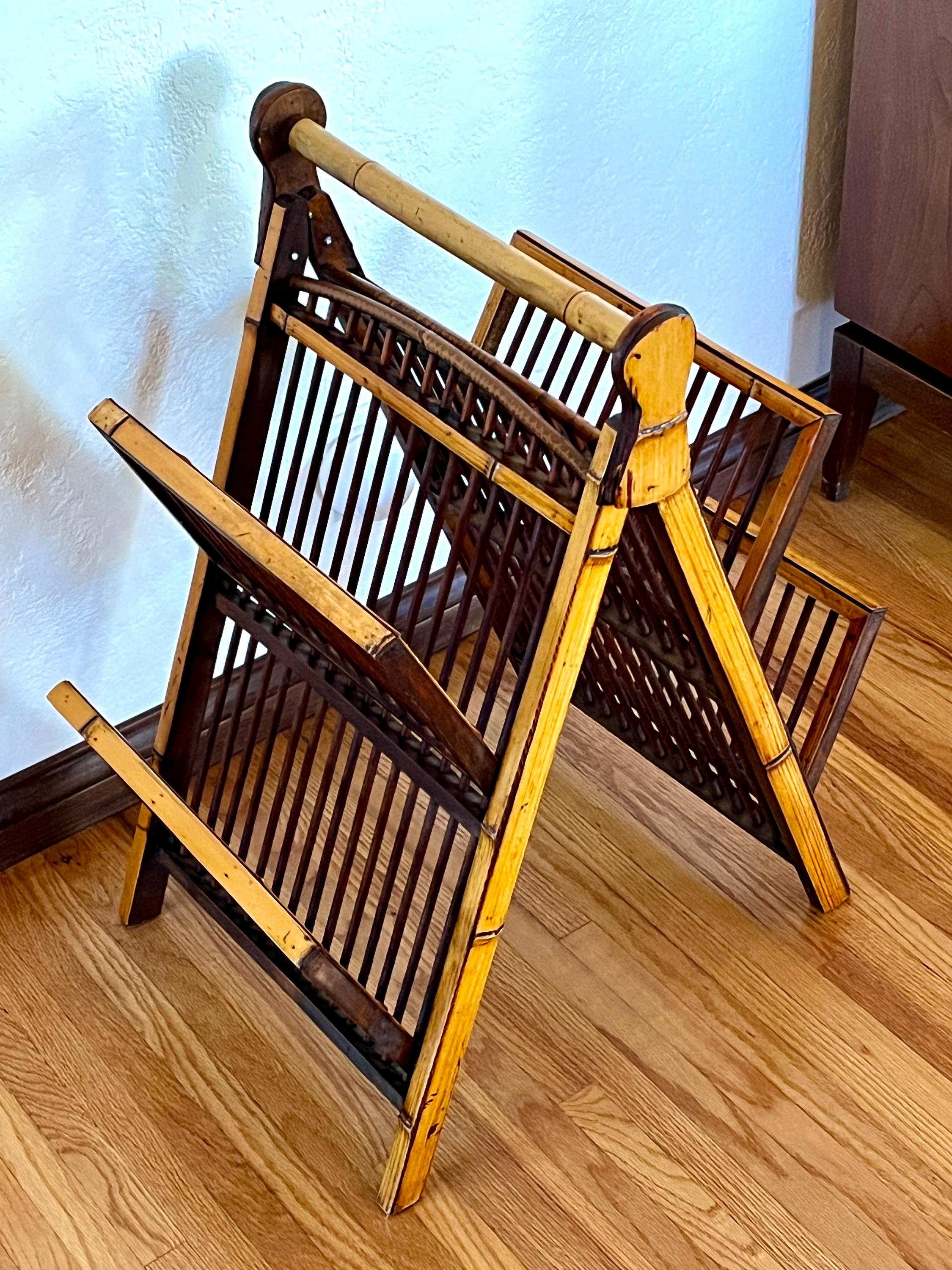 Bamboo Wood Two-tier Magazine Rack Foldable Tiki Vintage RARE - Etsy