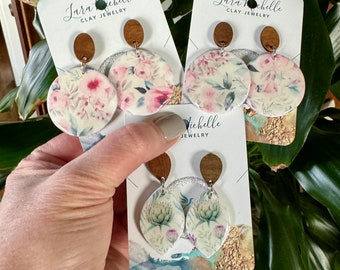 Floral  Polymer Clay Earrings / Hypoallergenic / Boho Earrings / Statement Earrings / Polymer Clay Earrings / Rose Earrings