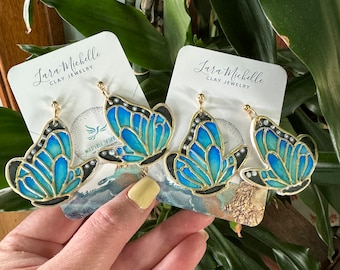 Butterfly Earrings / Stained Glass Look Earrings/ Polymer Clay Earrings / Hypoallergenic / Boho Earrings / Statement Earrings / Polymer Clay