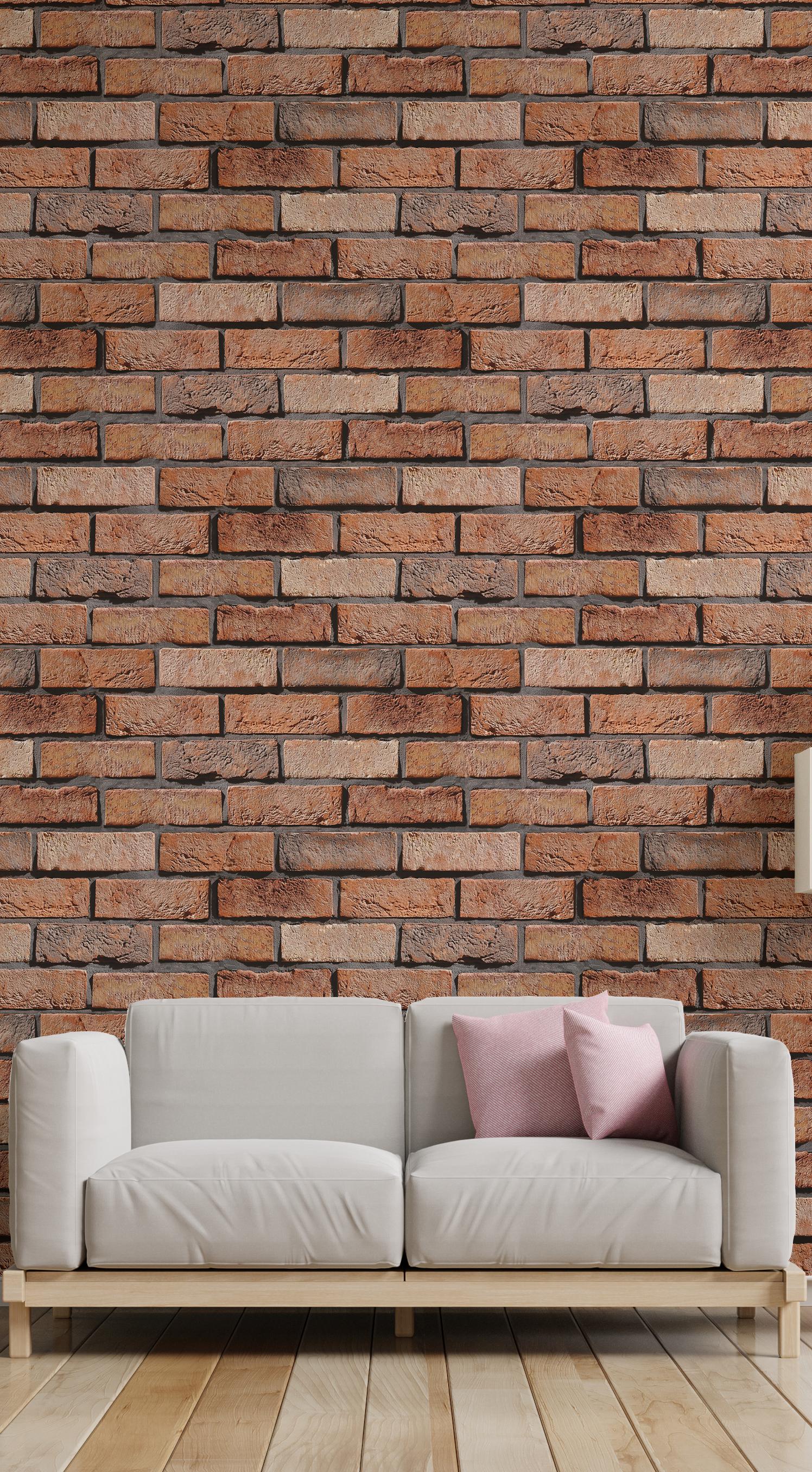 Red Brick Peel and Stick Wallpaper - Rustic Loft Wall Mural -living ...