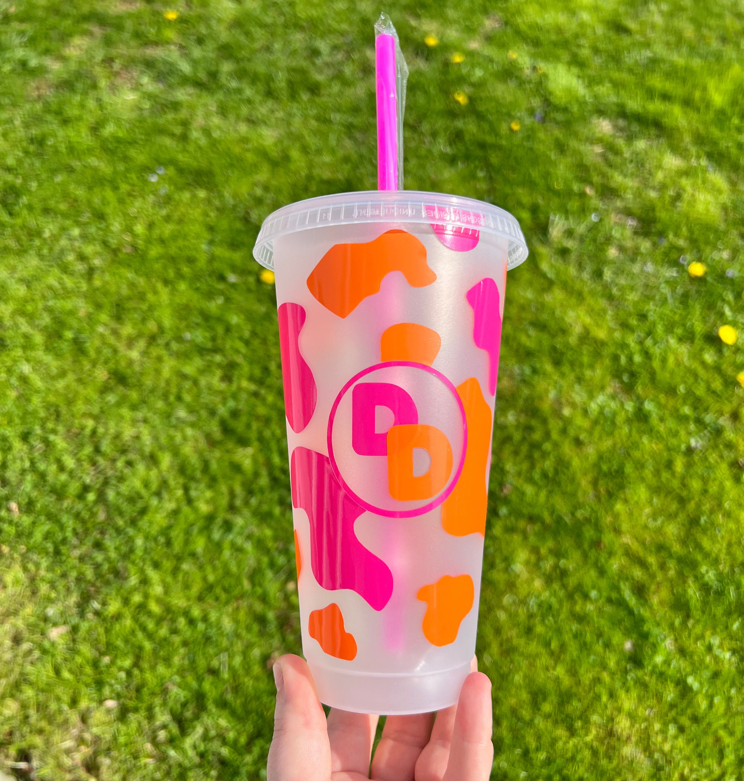 Dunkin Donuts Inspired Cow Print Reusable Cups L Dunkin Donuts Etsy