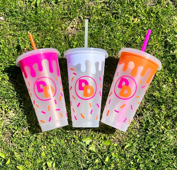 Dunkin Donuts Inspired Drip Sprinkle Donut Reusable Cup L Etsy