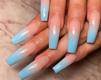 Blue Coffin Nails Etsy