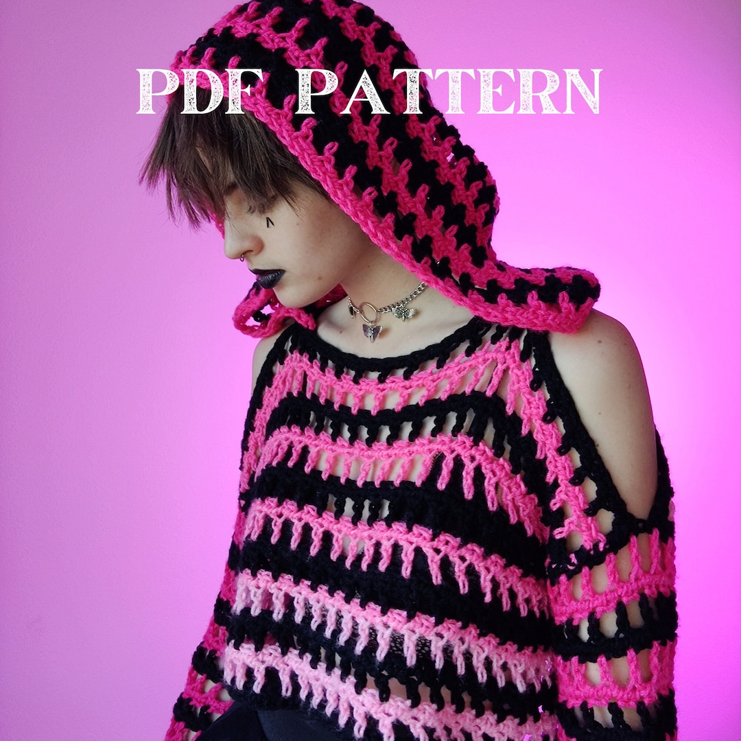 ★RONRON★ HEART CROCHET PATTERN HOODED WINDBREAKER JUMPER P HEART CROCHET PATTERN HOODED WINDBREAKER JUMPER PINK