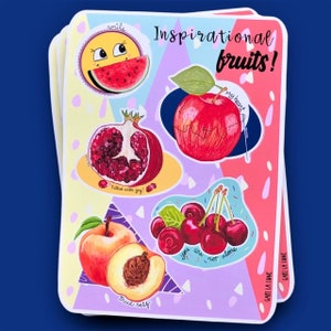 Inspirational fruits: vinyl sticker sheet ! Fruits inspirants, feuille d'autocollants en vinyle!