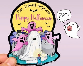 Sticker.sticker. Halloween. Ghost meditating. Ghost meditation