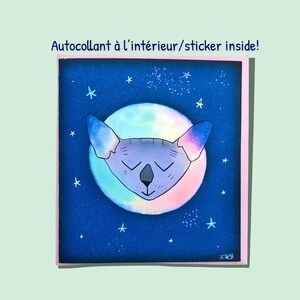 Carte de souhaits spéciale pour un être spécial: autocollant à l'intérieur ! Gabi la lune!