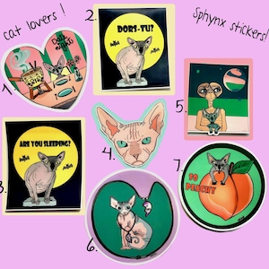 Autocollants/ Stickers Amateurs de Sphynx, Sphynx lovers.