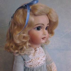 Lettie Dark Blonde Daisy style mohair wig for antique French German bisque doll
