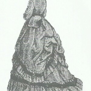 1870 Carriage Dress pattern for antique French Fashion doll #129