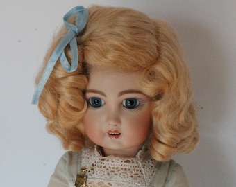 Daisy Dark Blonde mohair wig for vintage, modern or antique French German bisque doll