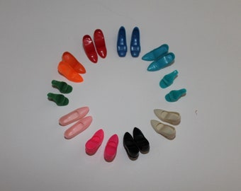 1960's Vintage Barbie Shoes marked Japan mules open toe, closed toe and flats