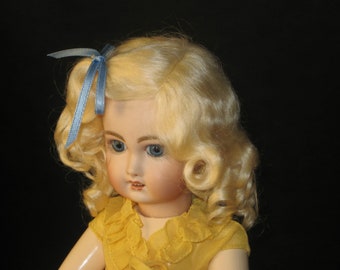 Lettie Light Blonde Daisy style mohair wig for antique French German bisque doll