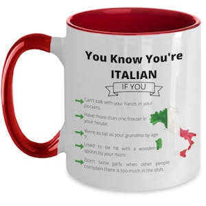 Funny Italy Mug, You Know You&#39;re Italian Two-Tone 11oz Coffee Mug, Italy Gift, Gift for Italian