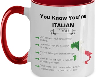 Funny Italy Mug, You Know You're Italian Two-Tone 11oz Coffee Mug, Italy Gift, Gift for Italian