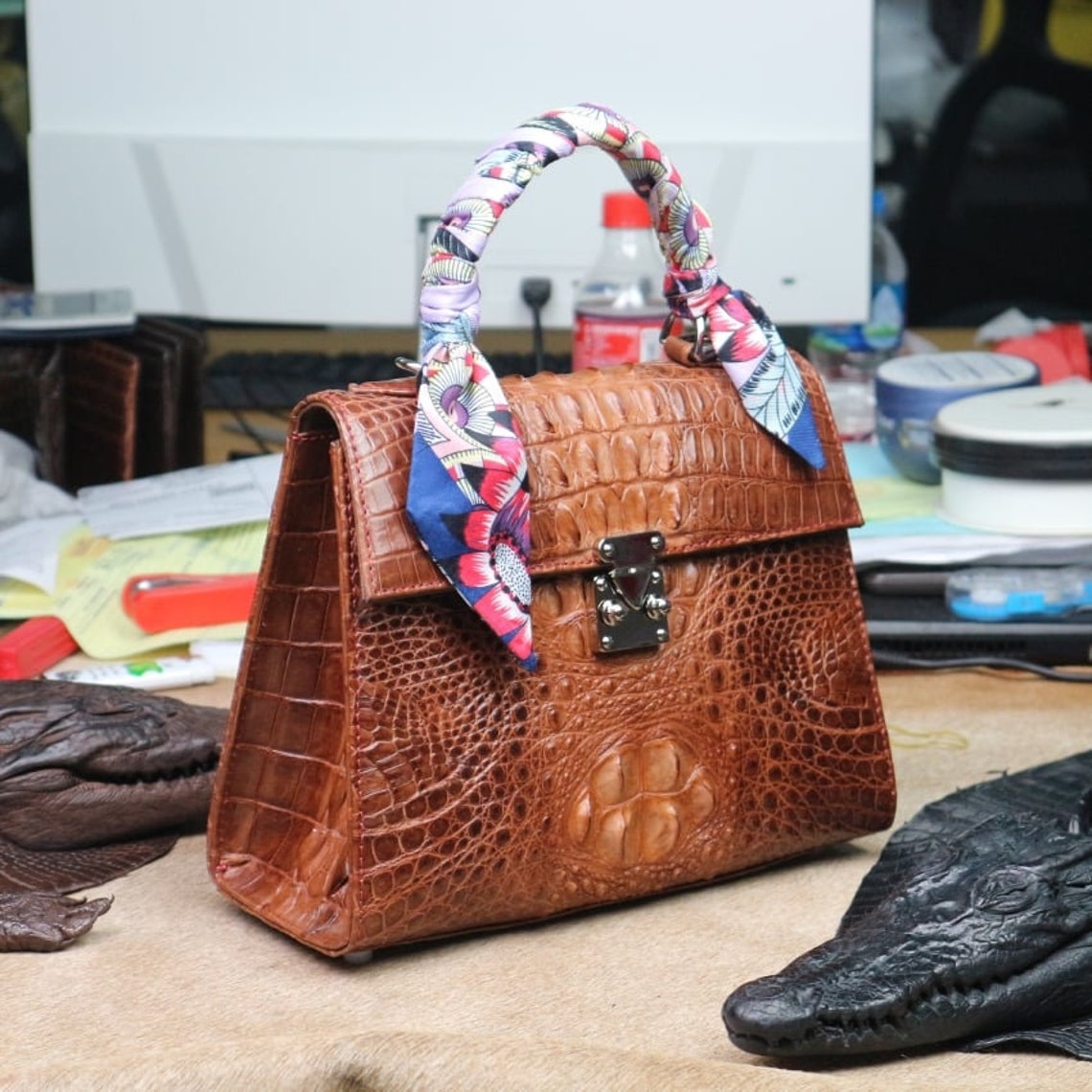 Elegant Pu Handbag Set Crocodile Pattern Large Capacity