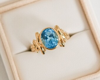 Estate Blue Topaz XO Ring