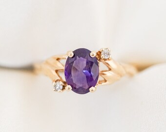 Estate Amethyst and Diamond Upper Vine Ring
