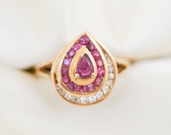 Estate Ruby and Diamond Drip Ring