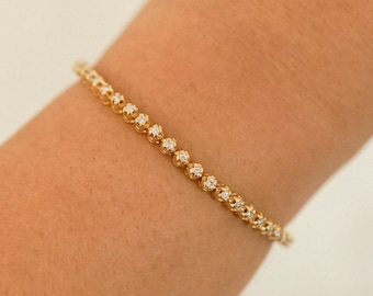 Estate Diamond Line Bracelet in Illusion Set Style