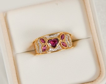 Estate Ruby Heart Hero Diamond Ring