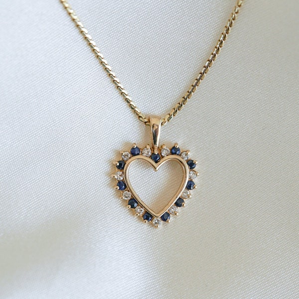 Diamond Heart Necklace Etsy