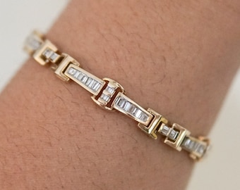 Estate Serrated Baguette Diamond Bracelet