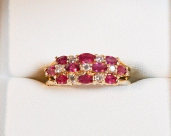Vintage Ruby and Diamond Hive Ring