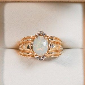 Estate Opal and Diamond Wide Top Band image 1