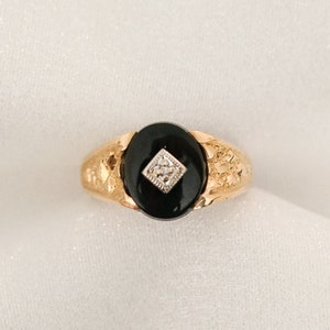Estate Onyx Rumble Diamond Ring