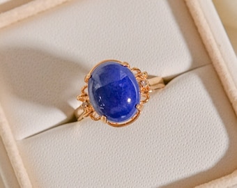 Vintage Lapis Cabby Diamond Accent Ring