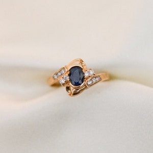 Estate Bypass Sapphire and Diamond Sash Ring