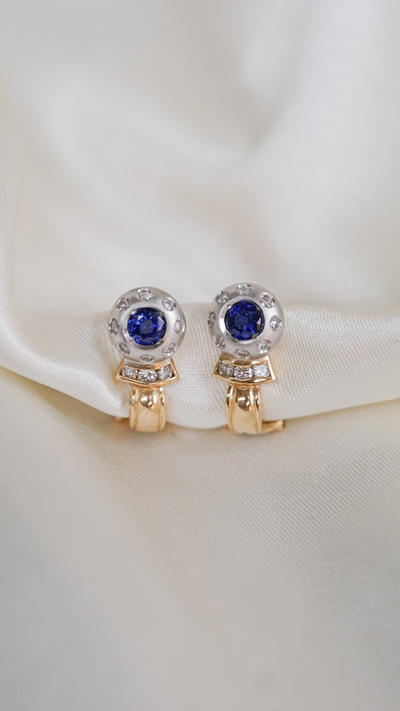 Estate Sapphire and Diamond Porthole Earrings