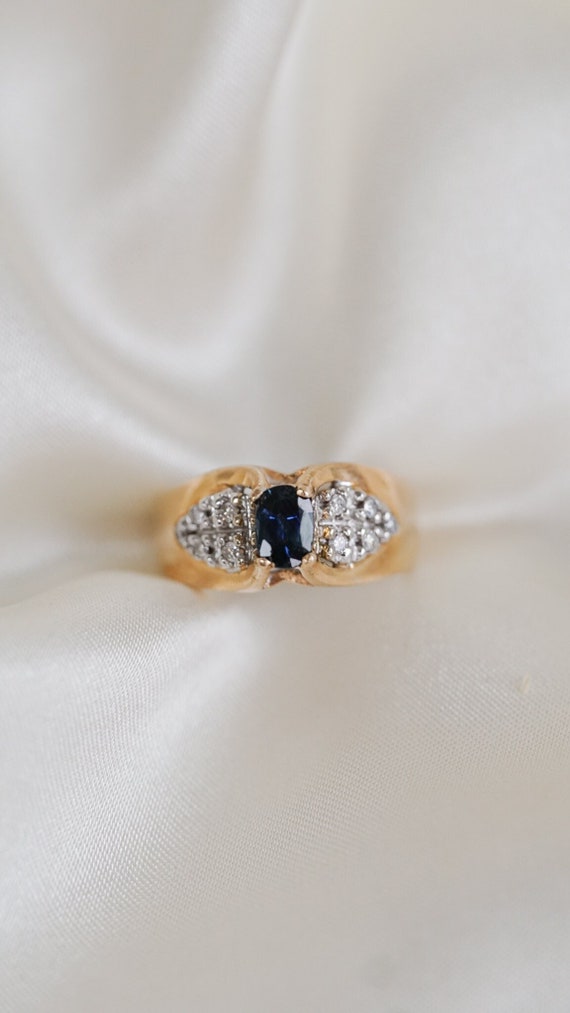 Vintage Sapphire and Diamond Winged Ring