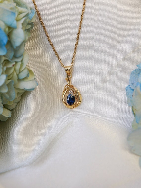 Vintage Sapphire and Diamond Nightingale Necklace - image 1