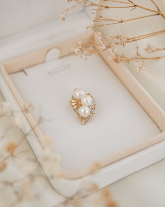 Estate Pearl and Diamond Blossom Pendant - image 4