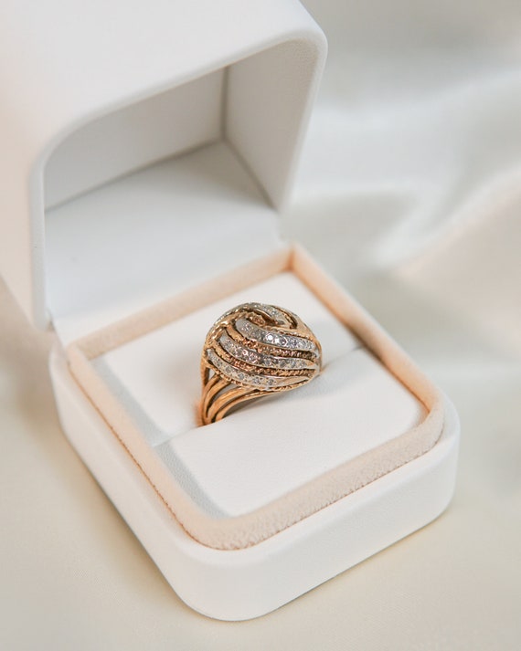 Vintage Allium Diamond Cocktail Ring - image 3