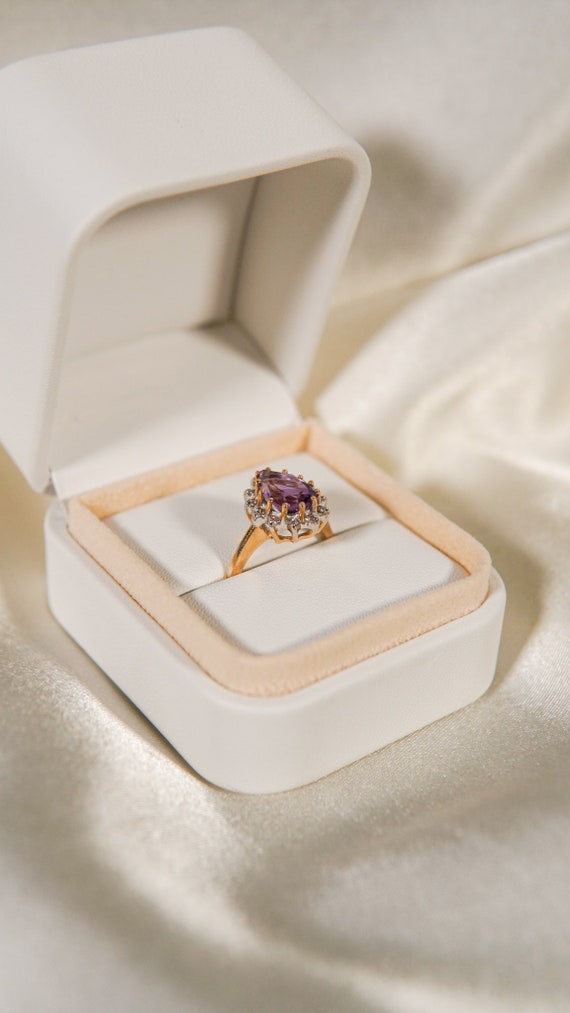 Estate Amethyst Diamond Pear Ring - image 2