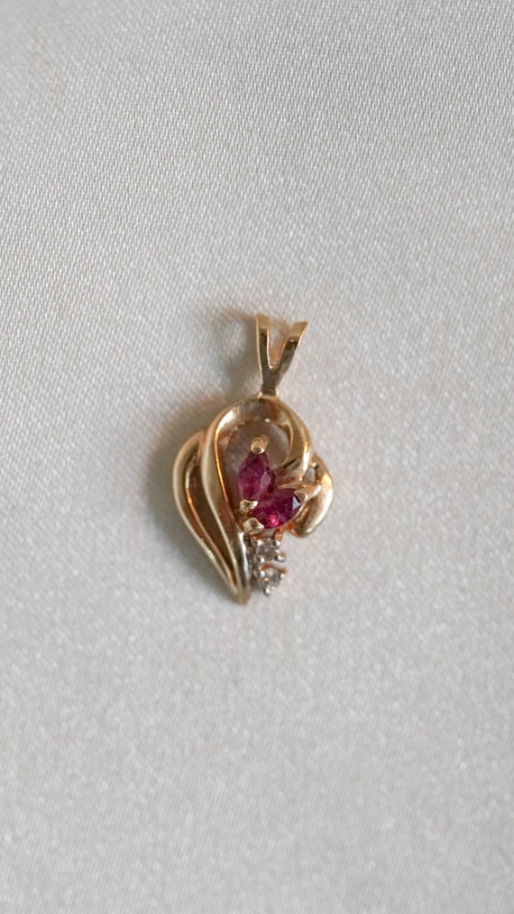 Estate Ruby and Diamond Caress Pendant