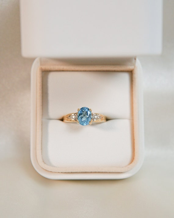 Retro Jazzy Blue Topaz and Diamond Ring