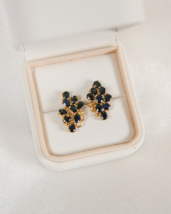Estate Midnight Sapphire Cluster Earrings