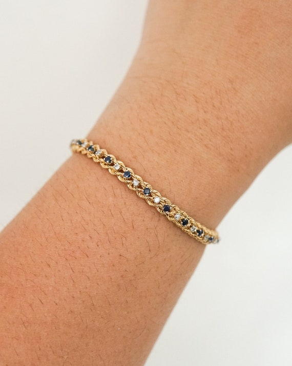 Estate Sapphire and Diamond Twist Bracelet