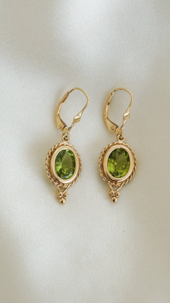 Estate Peridot Amulet Dangle Earrings - image 1