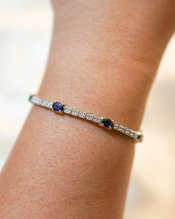 Estate Sapphire and Diamond Bar Bracelet