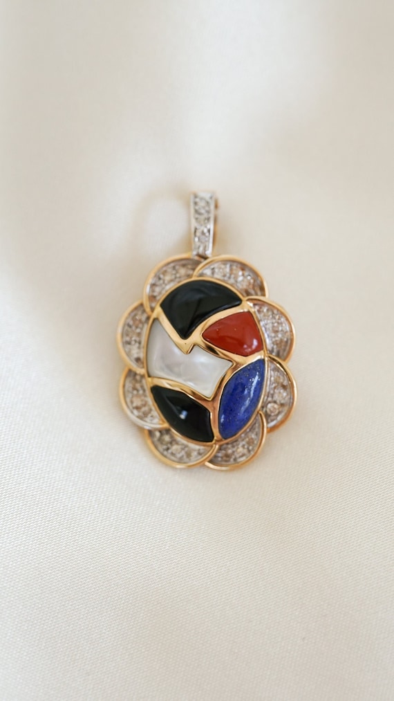 Vintage Mosaic Diamond and Gemstone Pendant