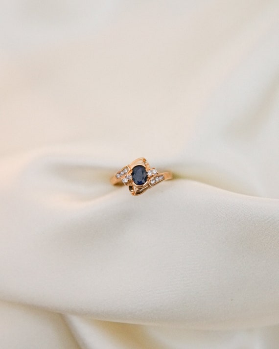 Estate Bypass Sapphire and Diamond Sash Ring - Gem