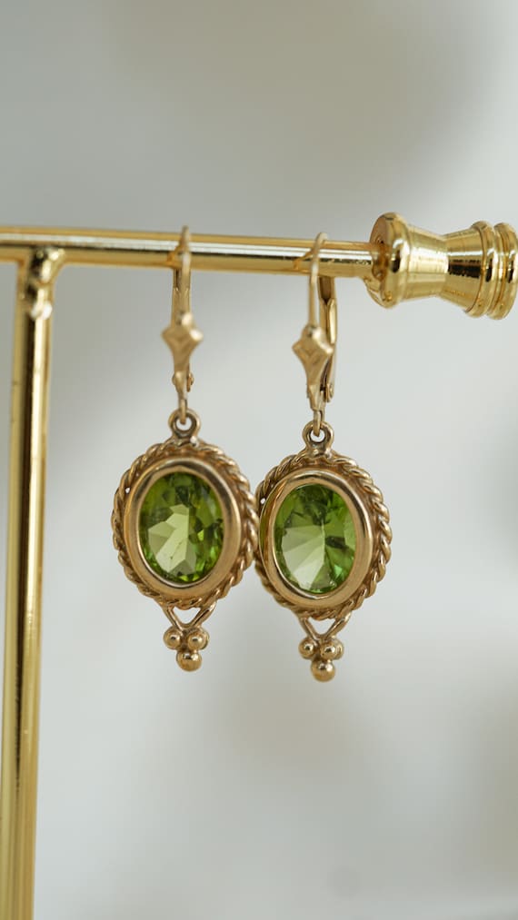 Estate Peridot Amulet Dangle Earrings - image 2